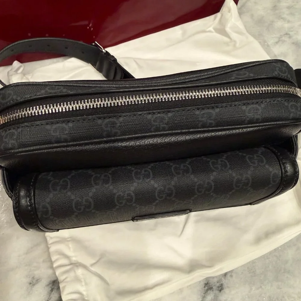 GUCCI 795464 GG Supreme Leather & Canvas Crossbody Bag, ships from USA